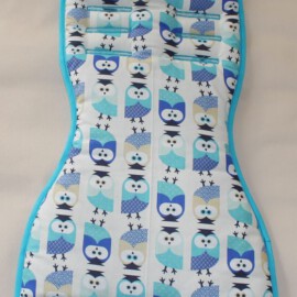 Liner for infant car seats , Owls print / dots blue