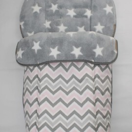 Footmuff for “Hartan ” or “Teutonia”  , chevron zigzag print white/pink/gray