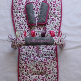 Set for  "Bugaboo" , butterflies print violet , gray , pink