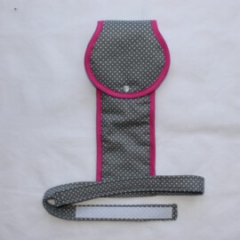 Crotch strap for stroller, Dots  print on a grey/pink