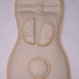Set for infant car seats , gingham check beige/white