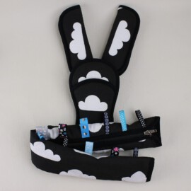 Bumper bar cover ,shoulder pads and crotch cover, clouds print on a black
