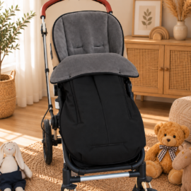 Buggy footmuff for "Joie " , plain black / fleece grey