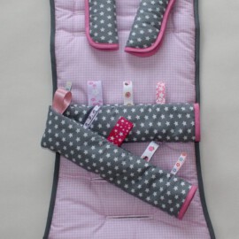 Set for  "Baby Jogger " ,small check pink / Stars gray