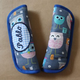 Stroller harness shoulder pads, with name embroidered