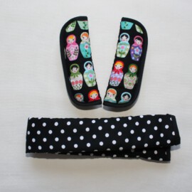 Bumper bar cover & shoulder pads , matryoshkas /polka dots black