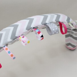 Bumper bar cover with tags  ,chevron zigzag pink,grey,white