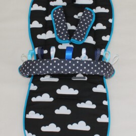 Set for  "Joie",Stars print on a dark gray / clouds on a black