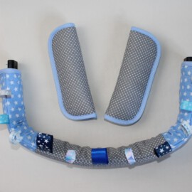 Bumper bar cover & shoulder pads , stars/dots print on a gray/blue
