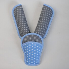 Shoulder pads & crotch cover, stars/dots print on a gray/blue