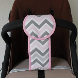 Crotch strap for stroller, chevron zigzag gray/pink/white