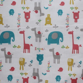 Cotton Fabric "Animals on a white"
