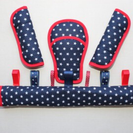 Bumper bar cover ,shoulder pads and crotch cover, stars print on a blue