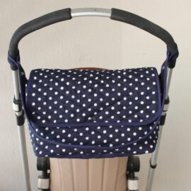 Stroller bag , dots print on a blue