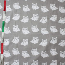 Cotton fabric "Owls  on a gray background "