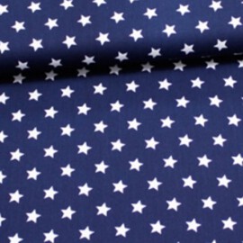 Cotton Fabric white stars 1 cm on a navy background
