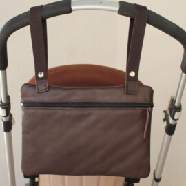 Stroller bag ,leather bag brown