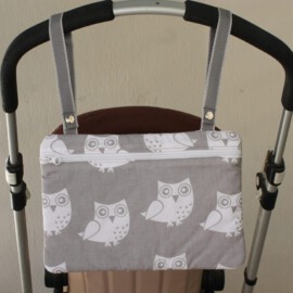 Stroller bag ,  Owls on a gray