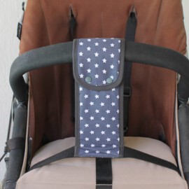 Crotch strap for stroller, Stars print on a dark gray