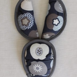 Shoulder Pads & Croth Cover "Apples print on a gray"