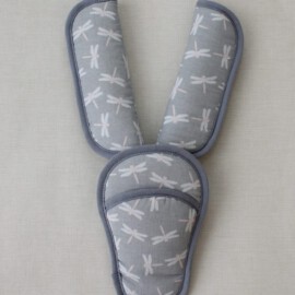 Shoulder pads & crotch cover, dragonflies on a gray