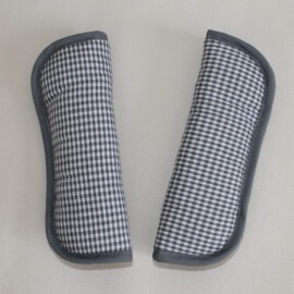 Stroller harness shoulder pads, gingham check gray