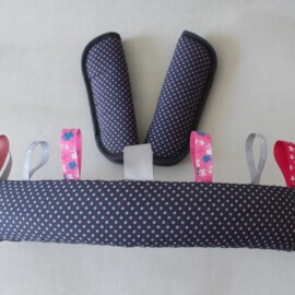 Bumper bar cover & shoulder pads , Polka Dots 2mm gray /pink