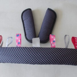 Bumper bar cover & shoulder pads , Polka Dots 2mm gray /pink