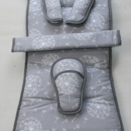Set for  "TFK" , Dandelion print on a gray /fleece gray