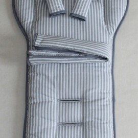 Set for  "Emmaljunga" , Stripes print  gray /white
