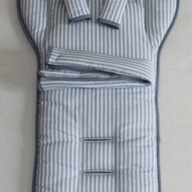 Set for  "Emmaljunga" , Stripes print  gray /white