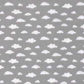 Cotton Fabric "White small clouds on a gray background