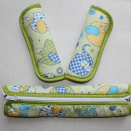 Bumper bar cover & shoulder pads , colorful elephants on a green