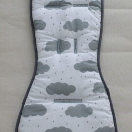 Seat liner for  "Babyzen YoYo" ,  Clouds print on a white