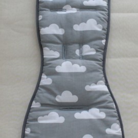 Seat liner for  "Babyzen YoYo" ,  Clouds print on a gray