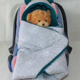 Blanket universal for infant and child car seats , pushchair/stroller or baby bed ,Dandelion  on a gray