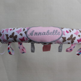 Bumper bar cover ,Butterflies fabric  with name embroidered