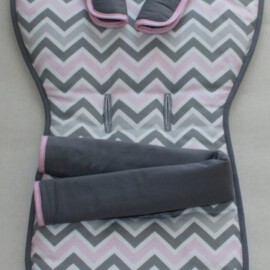 Stroller set for "Quinny ", Zig-zag print pink/gray/