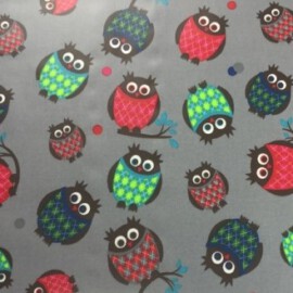 Cotton fabric "Owls on a gray background" Stenzo