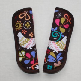 Stroller harness shoulder pads, birds on a brown