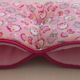 Stroller muff , Owls on a pink  background