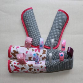 Bumper bar cover & shoulder pads, Dots gray / butterflies pink