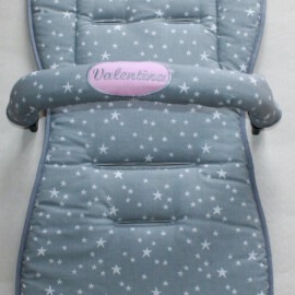 Set for  "Joie", stars print on a gray with name
