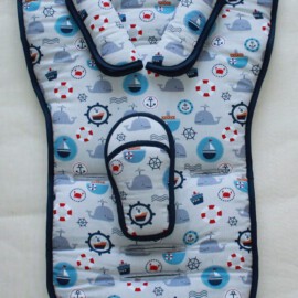Stroller set for "Quinny ", Cotton Fabric sea life on a gray background