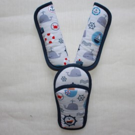 Shoulder pads & crotch cover, sea life on a gray background