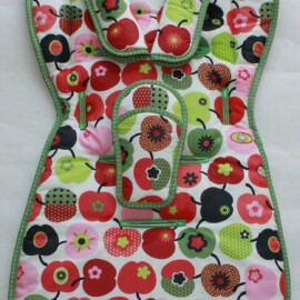 Set for  "Joie" ,Apples print green/red