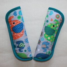 Stroller harness shoulder pads, elephants on a gray