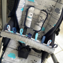 Set  for  "ABC Design " , Cotton Fabric “Animals on a gray”