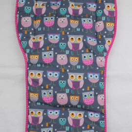 Seat liner  for  "Hartan"  or  "Teutonia", Cotton fabric “Owls on a gray”