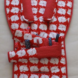 Set for  "Bugaboo" , Hippos on a red